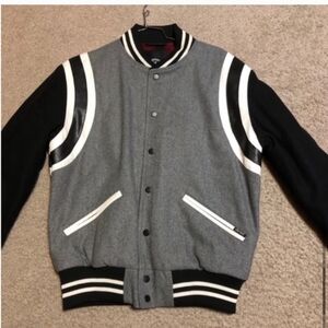 Chet Rock Rockabilly Stylish Gray and Black Men's Varsity Jacket